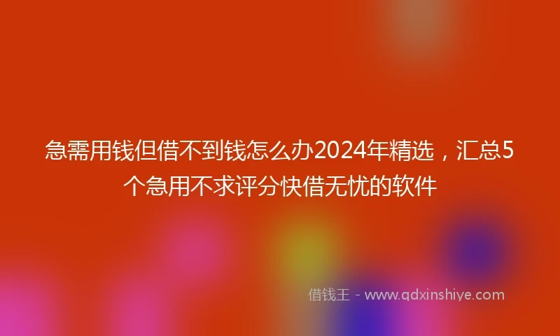 急需用钱但借不到钱怎么办2024年精选，汇总5个急用不求评分快借无忧的软件