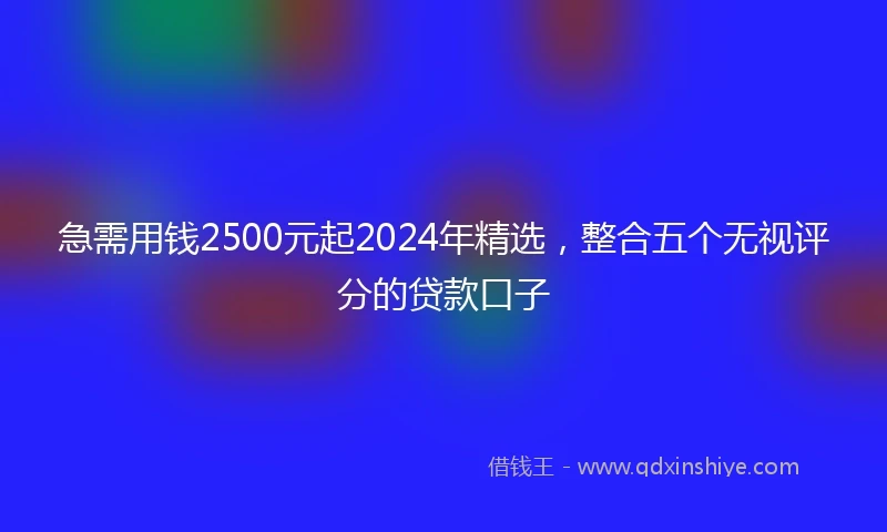 急需用钱2500元起2024年精选，整合五个无视评分的贷款口子
