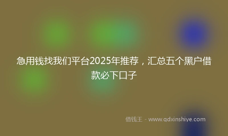 急用钱找我们平台2025年推荐，汇总五个黑户借款必下口子