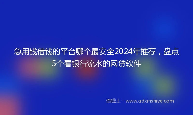 急用钱借钱的平台哪个最安全2024年推荐，盘点5个看银行流水的网贷软件