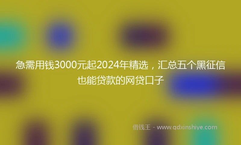 急需用钱3000元起2024年精选，汇总五个黑征信也能贷款的网贷口子
