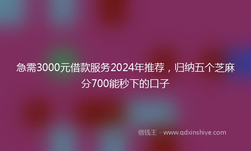 急需3000元借款服务2024年推荐，归纳五个芝麻分700能秒下的口子