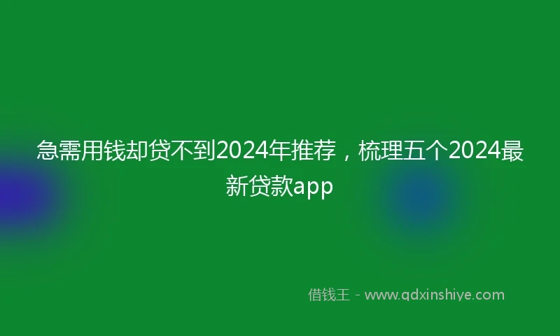 急需用钱却贷不到2024年推荐，梳理五个2024最新贷款app