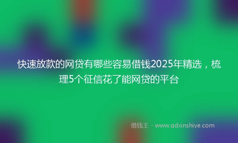 快速放款的网贷有哪些容易借钱2025年精选，梳理5个征信花了能网贷的平台