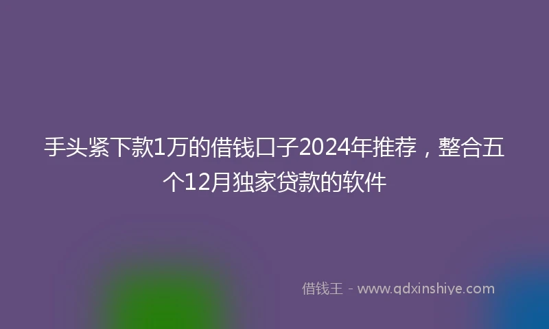 手头紧下款1万的借钱口子2024年推荐，整合五个12月独家贷款的软件