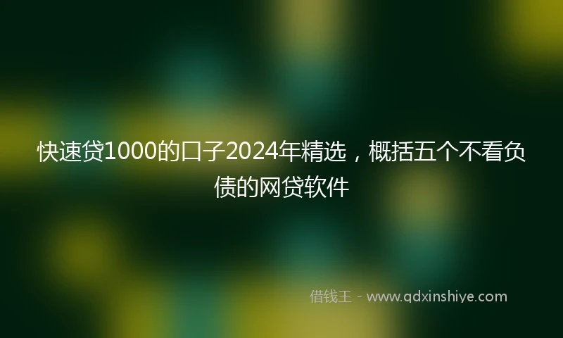 快速贷1000的口子2024年精选，概括五个不看负债的网贷软件