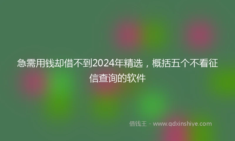 急需用钱却借不到2024年精选，概括五个不看征信查询的软件