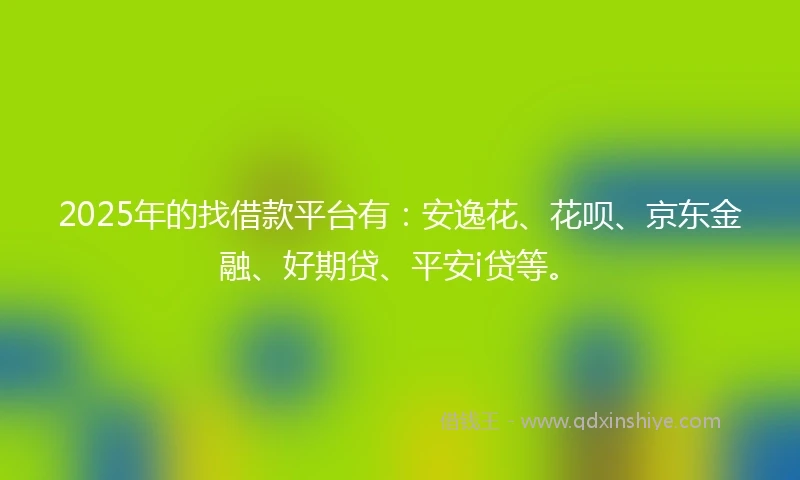 2025年的找借款平台有：安逸花、花呗、京东金融、好期贷、平安i贷等。
