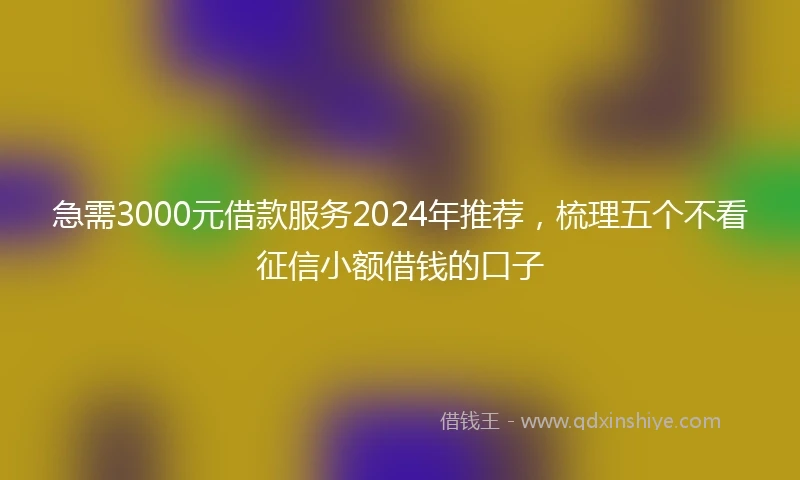 急需3000元借款服务2024年推荐，梳理五个不看征信小额借钱的口子