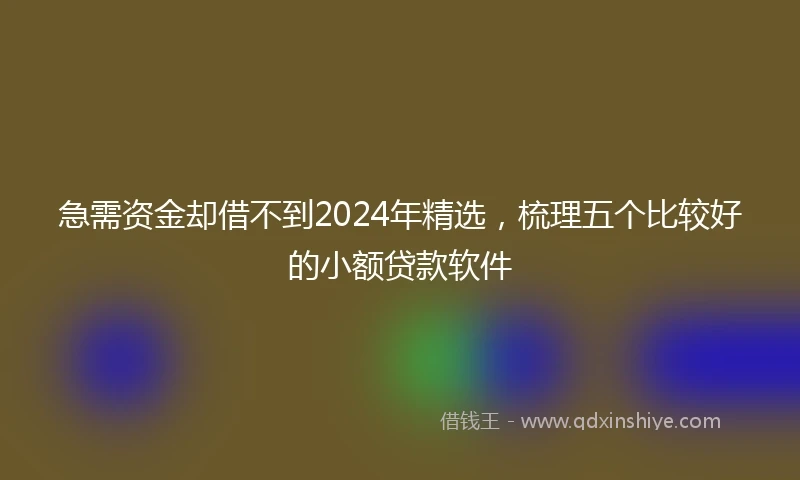 急需资金却借不到2024年精选，梳理五个比较好的小额贷款软件