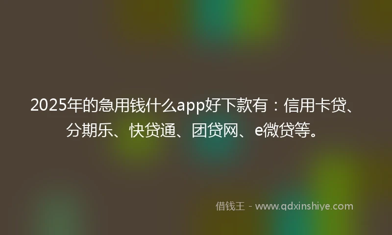 2025年的急用钱什么app好下款有：信用卡贷、分期乐、快贷通、团贷网、e微贷等。