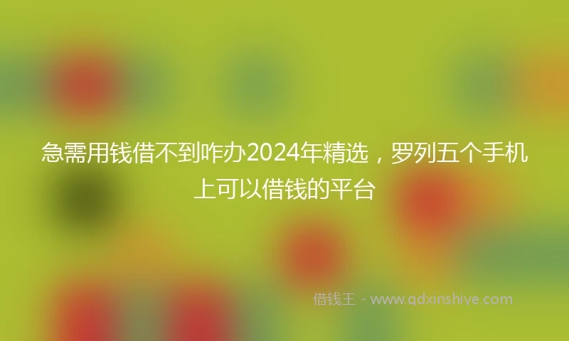 急需用钱借不到咋办2024年精选，罗列五个手机上可以借钱的平台