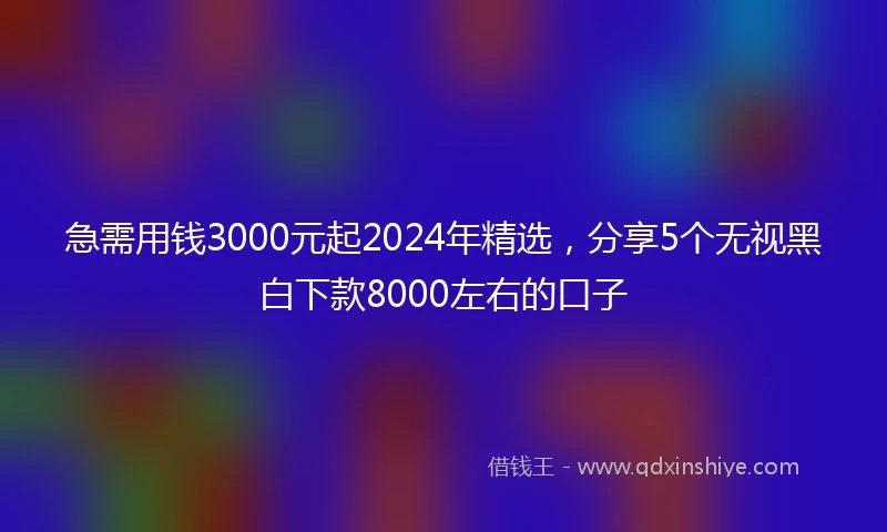 急需用钱3000元起2024年精选，分享5个无视黑白下款8000左右的口子