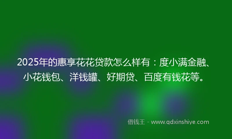 2025年的惠享花花贷款怎么样有：度小满金融、小花钱包、洋钱罐、好期贷、百度有钱花等。