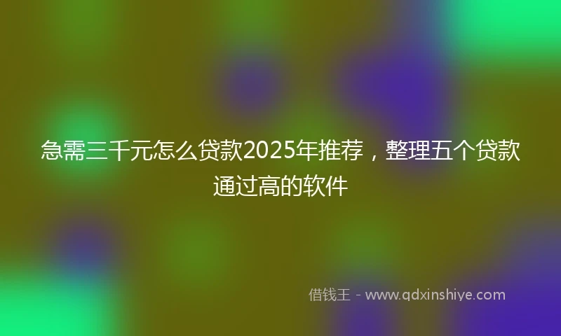 急需三千元怎么贷款2025年推荐，整理五个贷款通过高的软件
