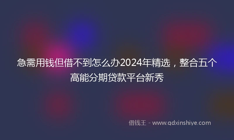 急需用钱但借不到怎么办2024年精选，整合五个高能分期贷款平台新秀