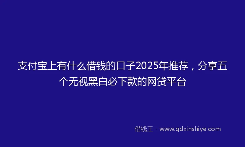 支付宝上有什么借钱的口子2025年推荐，分享五个无视黑白必下款的网贷平台