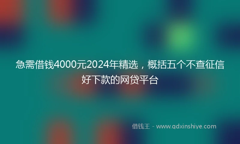 急需借钱4000元2024年精选，概括五个不查征信好下款的网贷平台