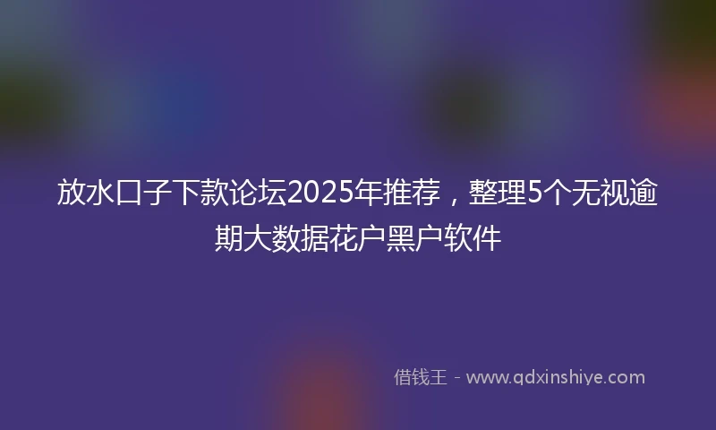 放水口子下款论坛2025年推荐，整理5个无视逾期大数据花户黑户软件
