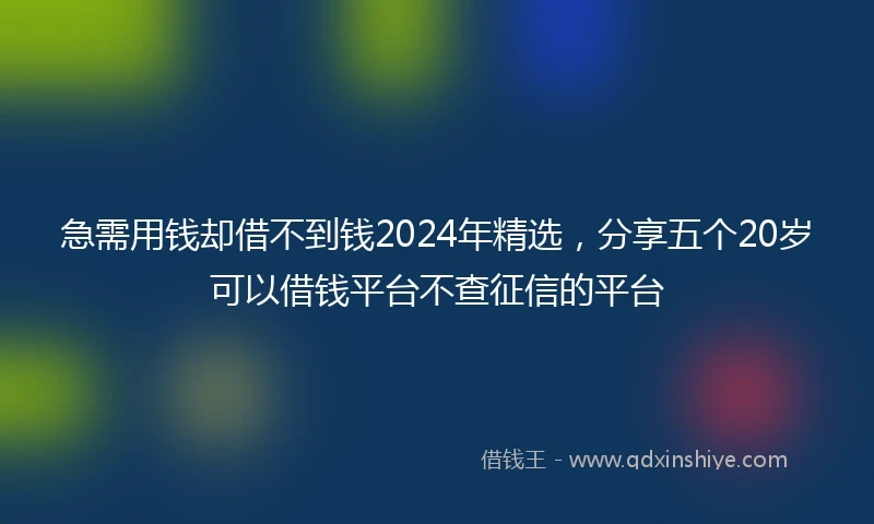 急需用钱却借不到钱2024年精选，分享五个20岁可以借钱平台不查征信的平台