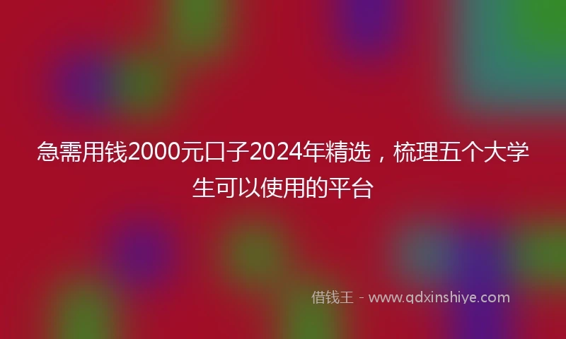 急需用钱2000元口子2024年精选，梳理五个大学生可以使用的平台