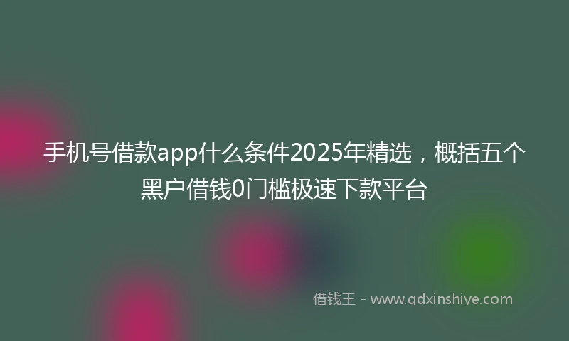 手机号借款app什么条件2025年精选，概括五个黑户借钱0门槛极速下款平台