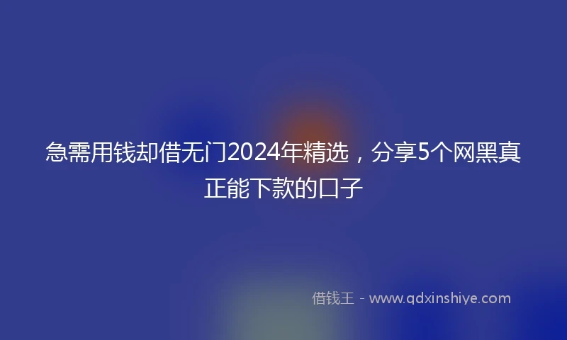 急需用钱却借无门2024年精选，分享5个网黑真正能下款的口子