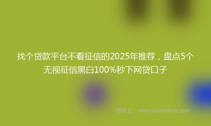 找个贷款平台不看征信的2025年推荐,盘点5个无视征信黑白100%秒下网贷口子
