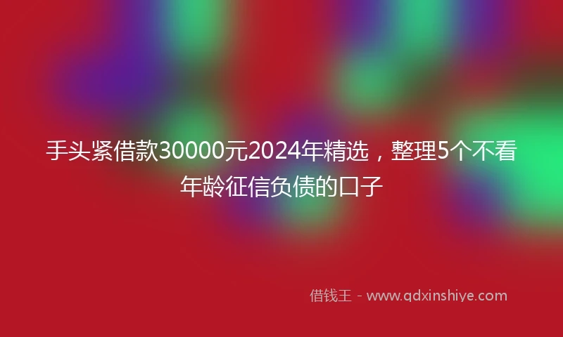 手头紧借款30000元2024年精选，整理5个不看年龄征信负债的口子