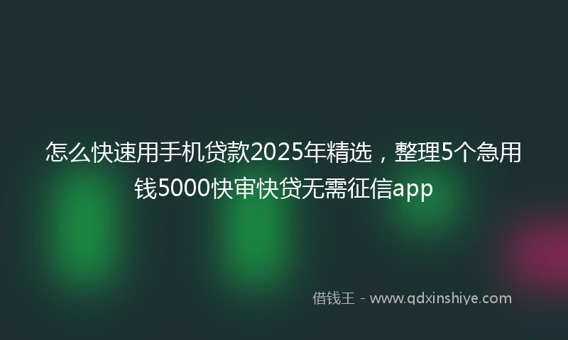 怎么快速用手机贷款2025年精选，整理5个急用钱5000快审快贷无需征信app