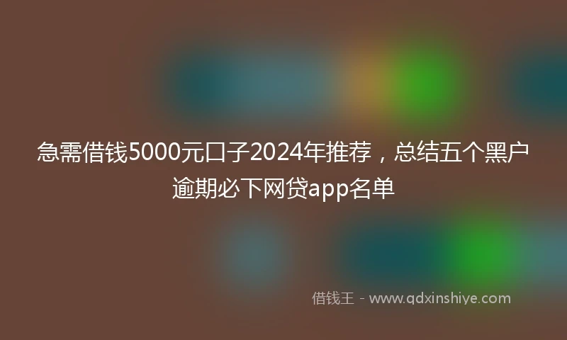 急需借钱5000元口子2024年推荐，总结五个黑户逾期必下网贷app名单