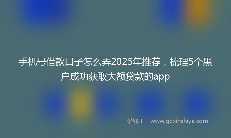 手机号借款口子怎么弄2025年推荐,梳理5个黑户成功获取大额贷款的app