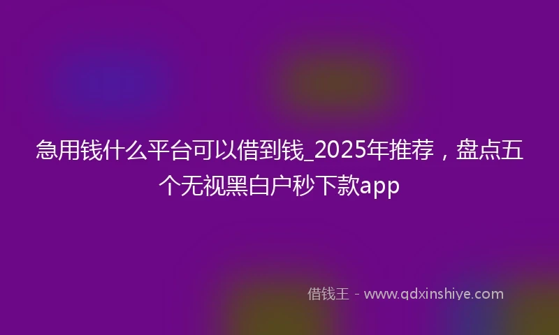 急用钱什么平台可以借到钱_2025年推荐，盘点五个无视黑白户秒下款app