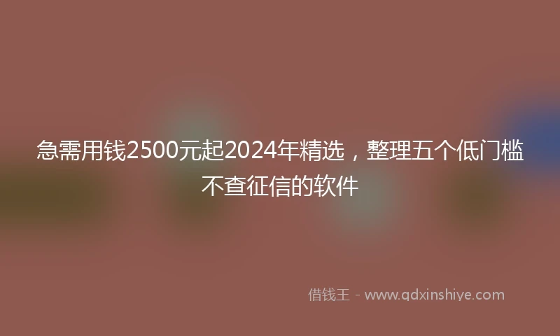 急需用钱2500元起2024年精选，整理五个低门槛不查征信的软件