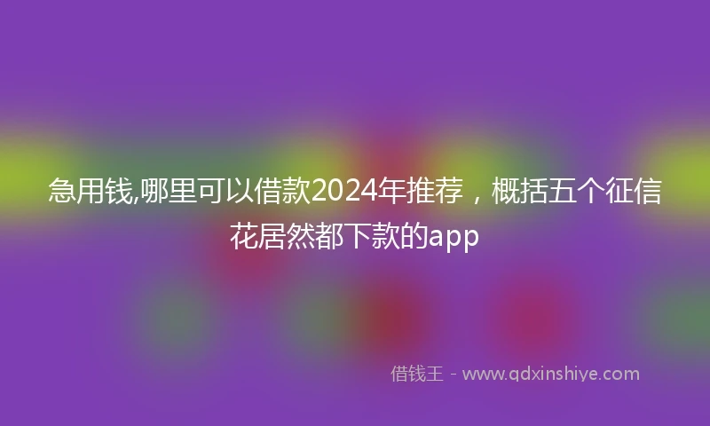 急用钱,哪里可以借款2024年推荐，概括五个征信花居然都下款的app