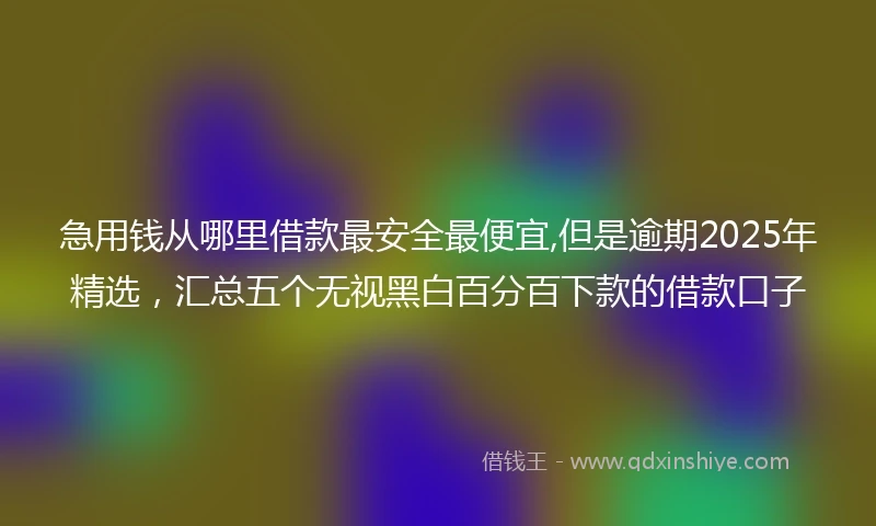急用钱从哪里借款最安全最便宜,但是逾期2025年精选，汇总五个无视黑白百分百下款的借款口子