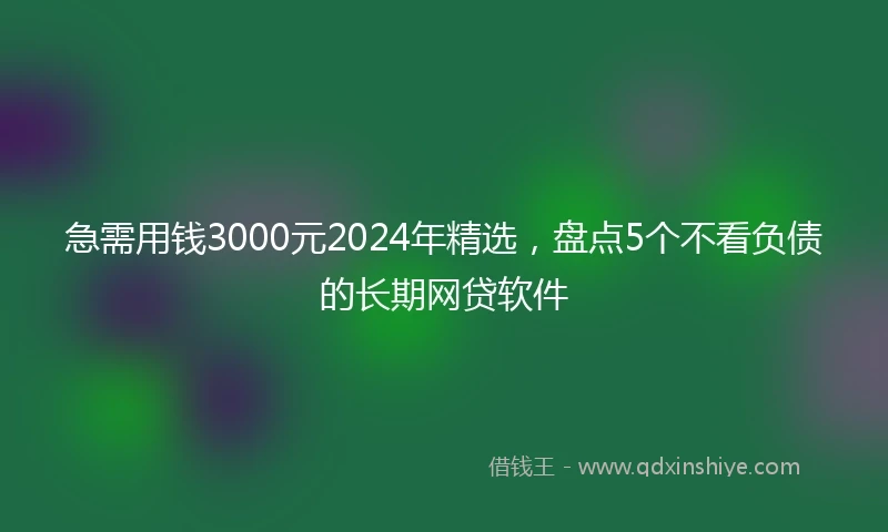 急需用钱3000元2024年精选，盘点5个不看负债的长期网贷软件