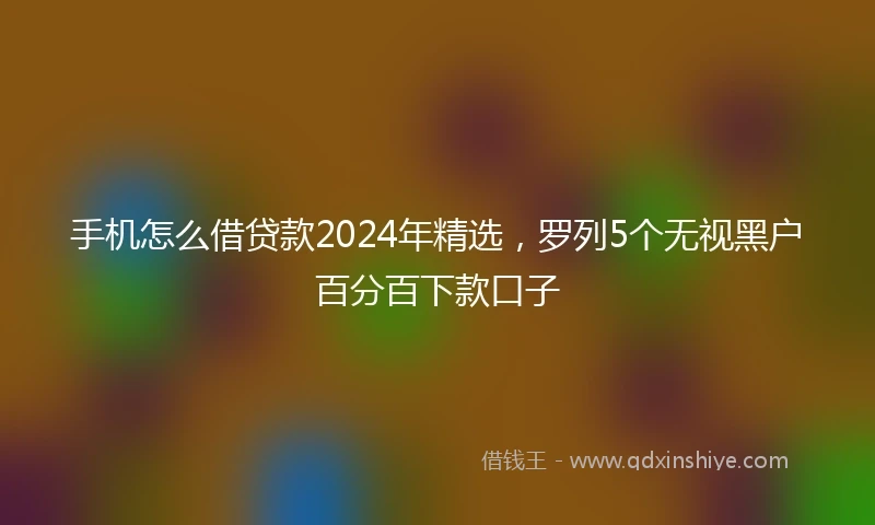 手机怎么借贷款2024年精选，罗列5个无视黑户百分百下款口子