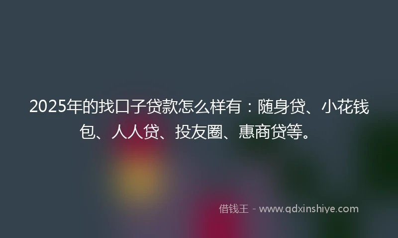 2025年的找口子贷款怎么样有:随身贷、小花钱包、人人贷、投友圈、惠商贷等。