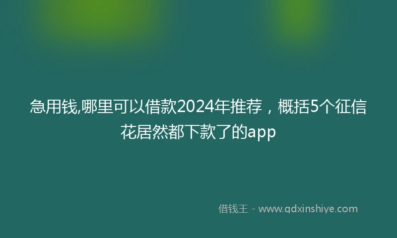 急用钱,哪里可以借款2024年推荐，概括5个征信花居然都下款了的app