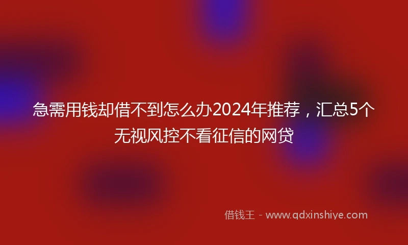 急需用钱却借不到怎么办2024年推荐，汇总5个无视风控不看征信的网贷