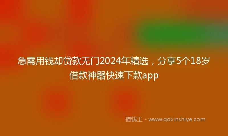 急需用钱却贷款无门2024年精选，分享5个18岁借款神器快速下款app