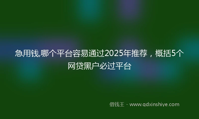 急用钱,哪个平台容易通过2025年推荐,概括5个网贷黑户必过平台