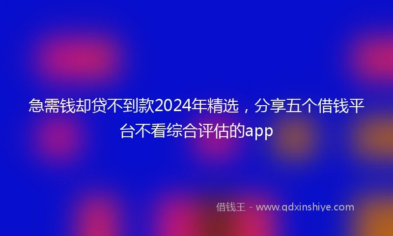 急需钱却贷不到款2024年精选，分享五个借钱平台不看综合评估的app