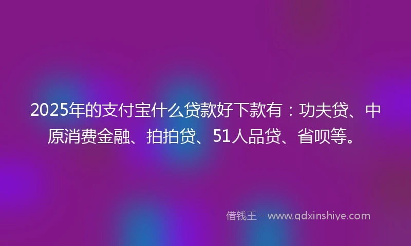2025年的支付宝什么贷款好下款有：功夫贷、中原消费金融、拍拍贷、51人品贷、省呗等。