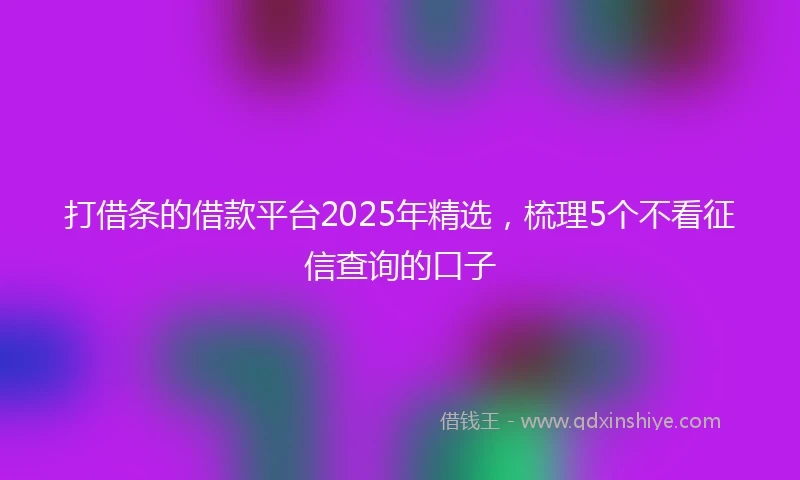 打借条的借款平台2025年精选，梳理5个不看征信查询的口子