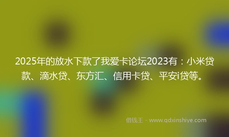 2025年的放水下款了我爱卡论坛2023有：小米贷款、滴水贷、东方汇、信用卡贷、平安i贷等。
