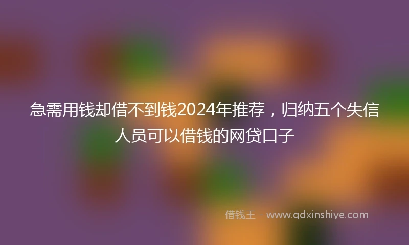 急需用钱却借不到钱2024年推荐，归纳五个失信人员可以借钱的网贷口子