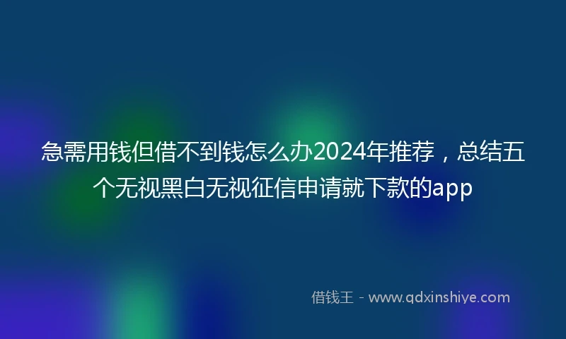 急需用钱但借不到钱怎么办2024年推荐，总结五个无视黑白无视征信申请就下款的app
