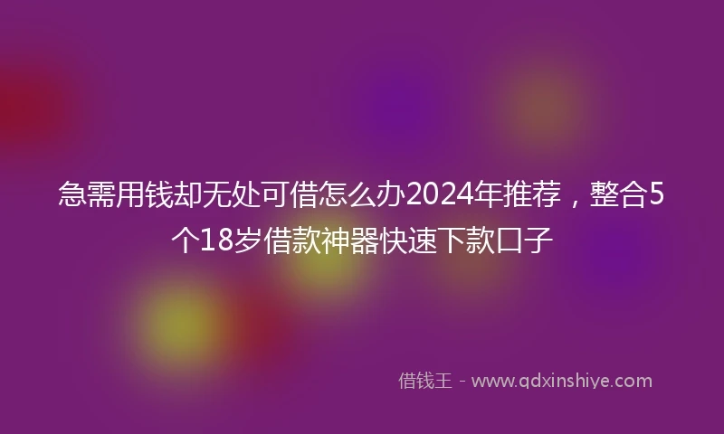 急需用钱却无处可借怎么办2024年推荐，整合5个18岁借款神器快速下款口子